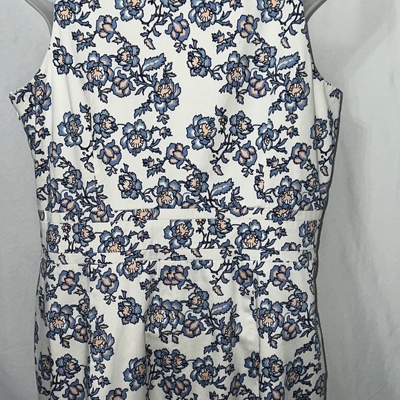 Ann Taylor Sleeveless Floral Cotton Blend Lined Dress Size 6 Blue Peach White - Picture 7 of 12